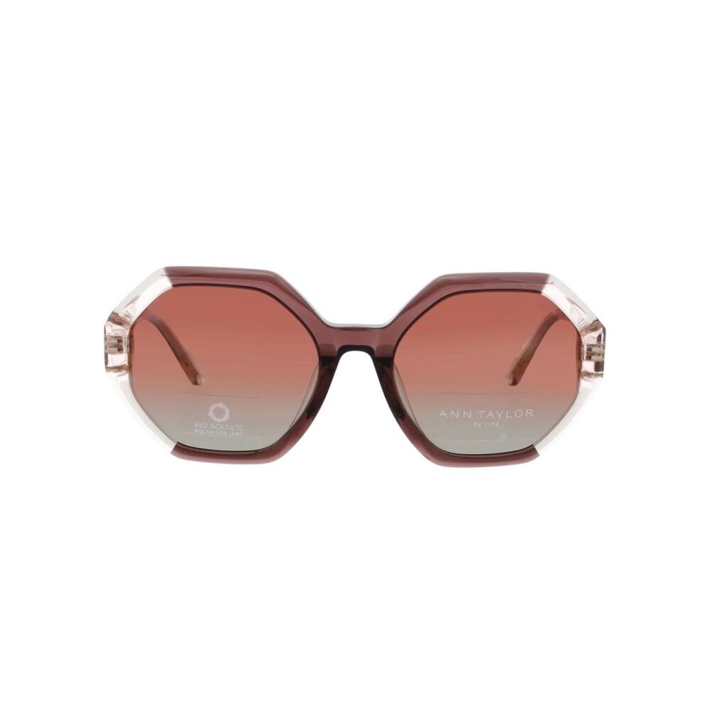 NEW!! Ann Taylor ATP923 C03 Octagonal Translucent Dark Rose Sunglasses Authentic - Picture 6 of 7